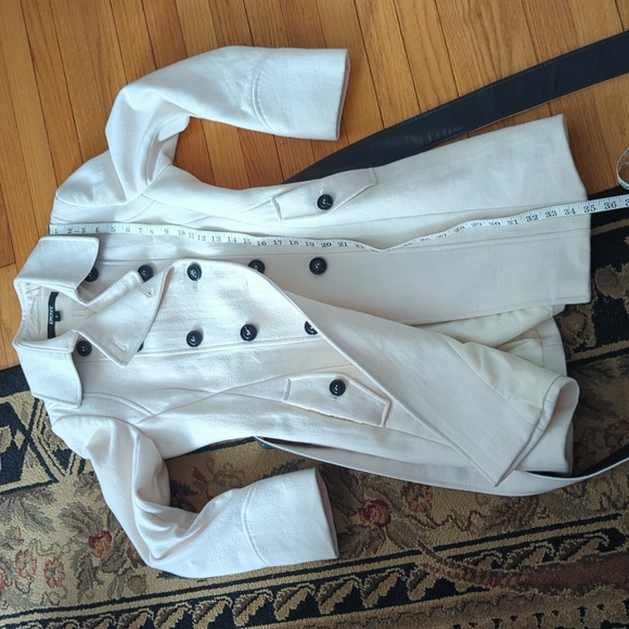 Vintage DKNY white with black and white belt peacoat size 6 - Picture 7 of 15